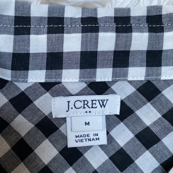 J. Crew Factory Check Tie Hem Button Down Shirt 💗 Black & White - Picture 12 of 13